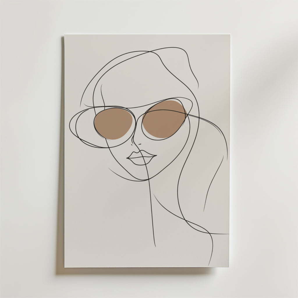 Stylish Sunglasses Line Woman – stilfullt konsttryck från Bozetto, tryckt på matt finpapper