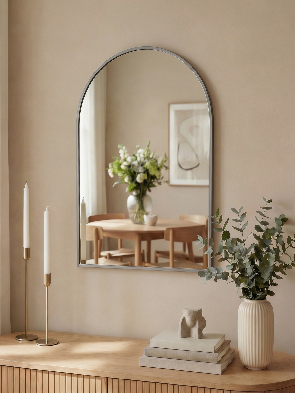 Sävelången – Valvspegel med silverram 50 × 75 cm