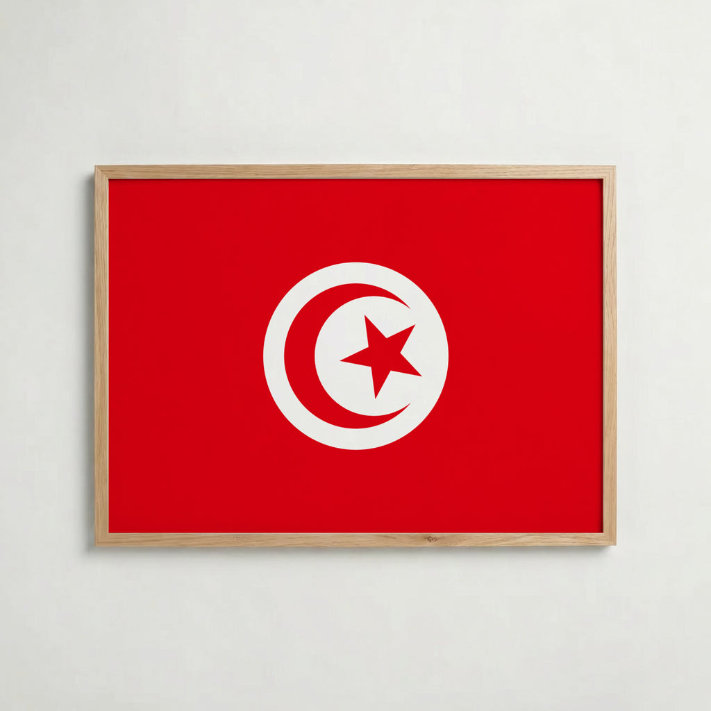 Tunisia National Flag Poster i ekram – inramad konsttryck för stilren inredning hos Bozetto