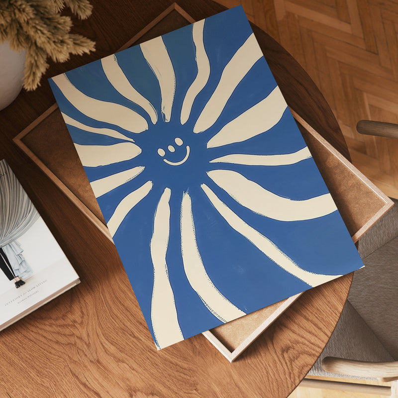 Abstract blue and white sun Poster