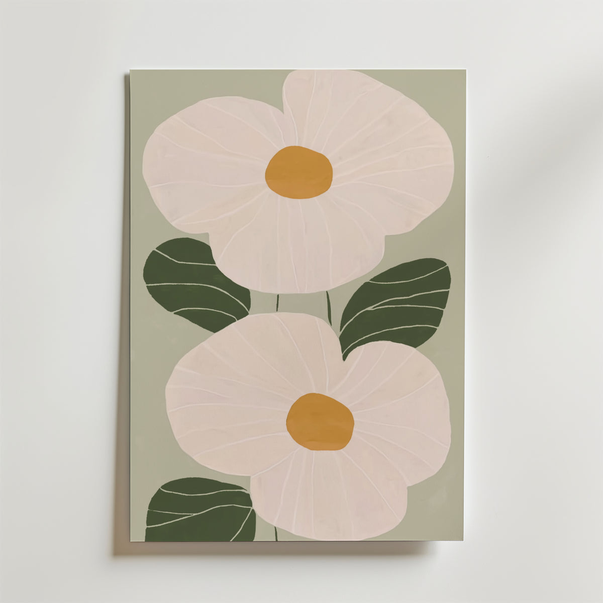 Minimalist green leaves – stilfullt konsttryck från Bozetto, tryckt på matt finpapper
