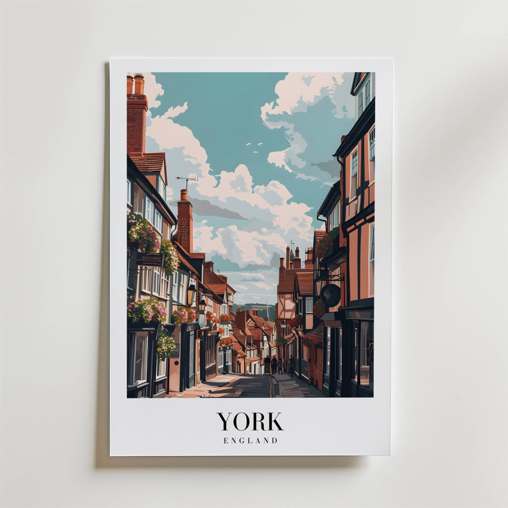Streets Of York – stilfullt konsttryck från Bozetto, tryckt på matt finpapper i hög tryckkvalitet
