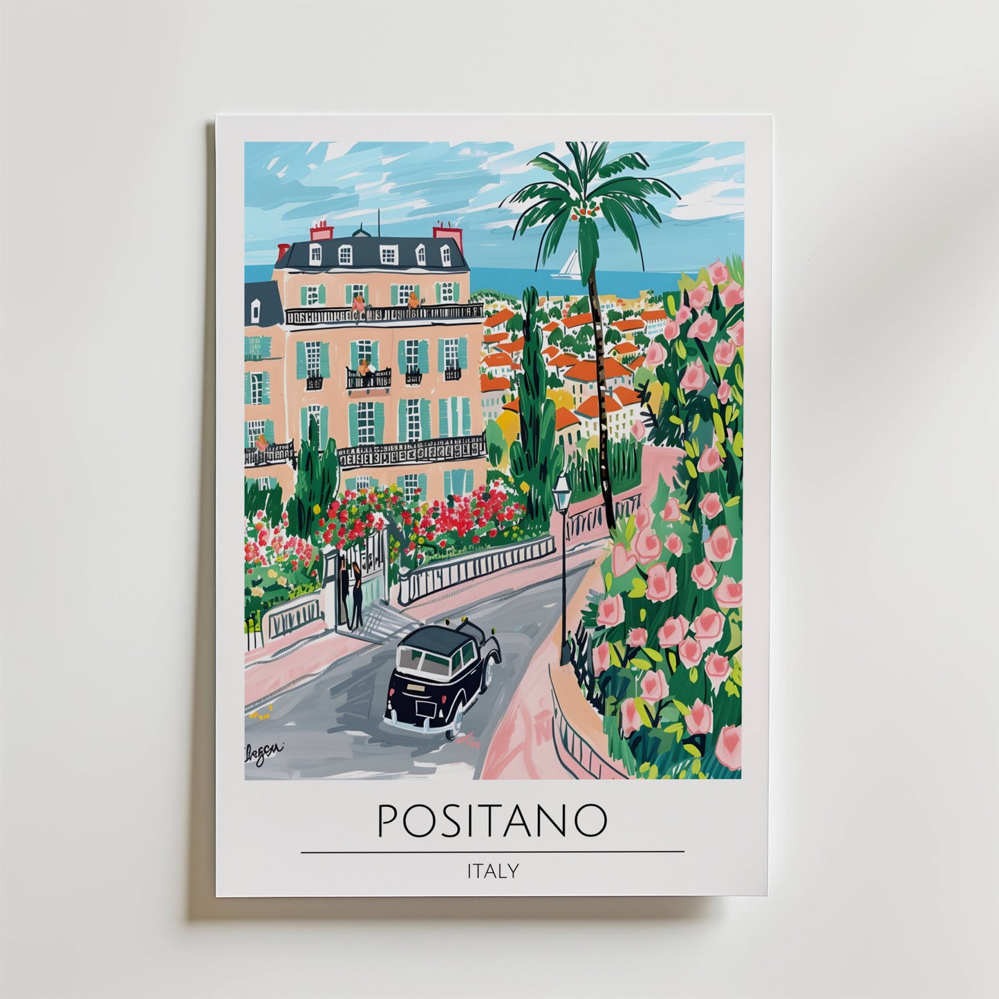 Positano Coastal Garden View Poster