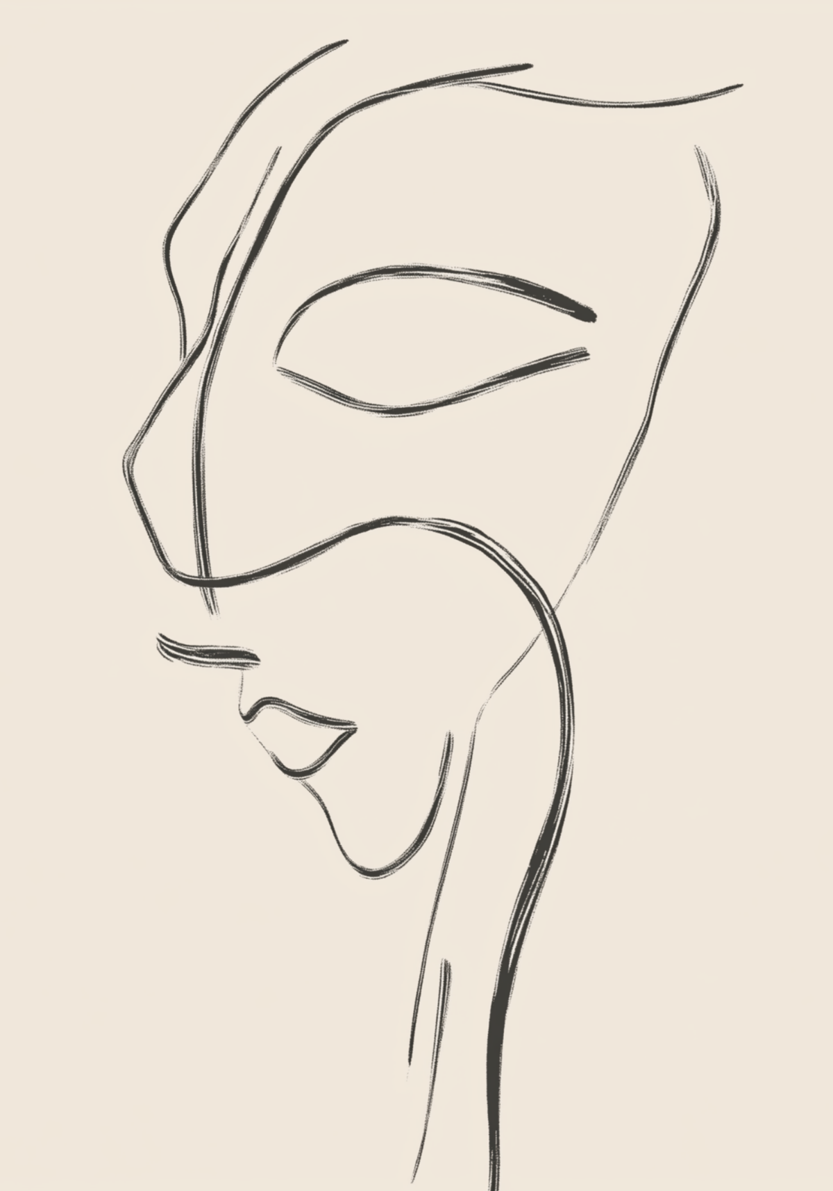 Elegant Line Art Face – affisch med snyggt motiv, köp enkelt hos Bozetto i flera storlekar
