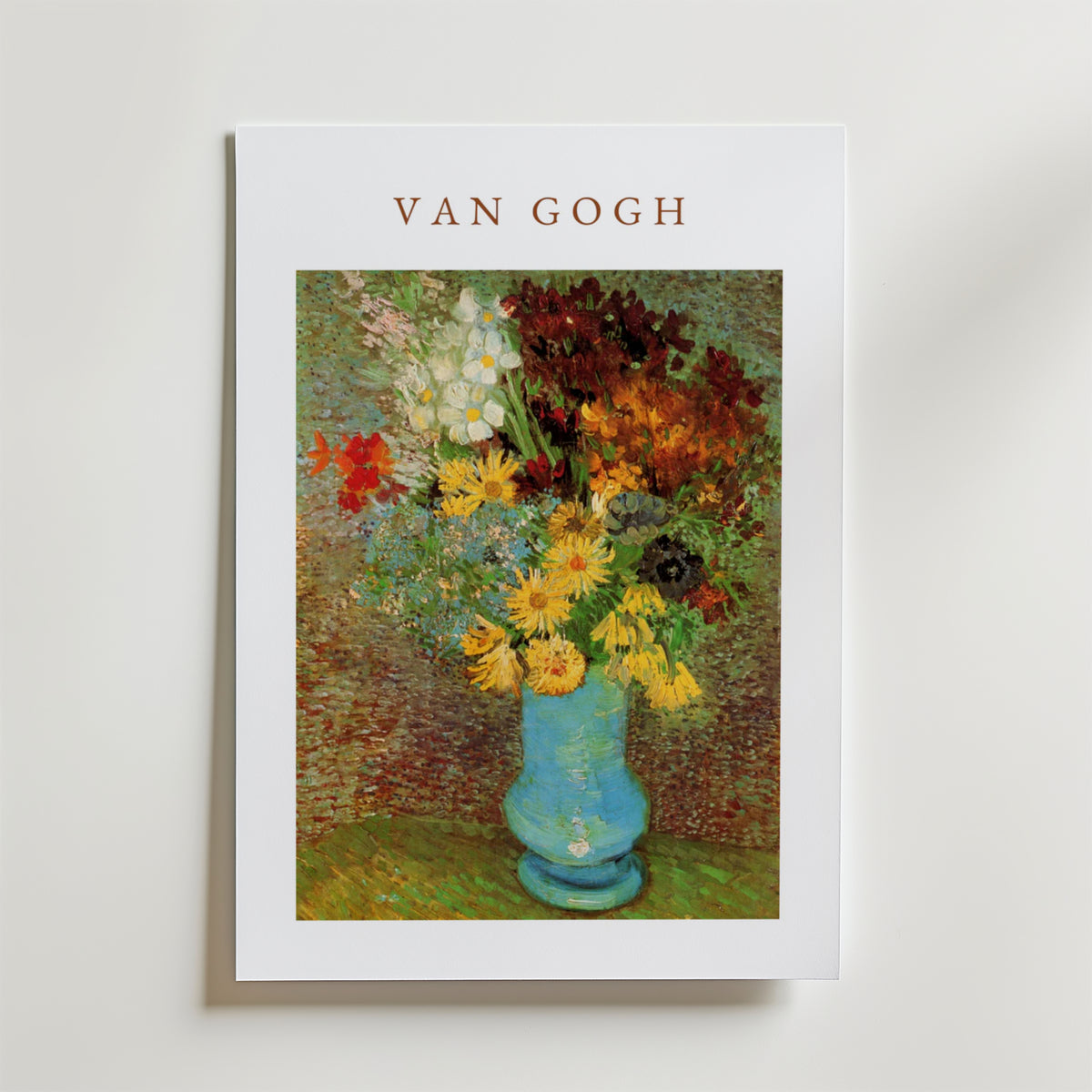 Van Gogh Vase With Daisies And affisch på neutral bakgrund – poster från Bozetto