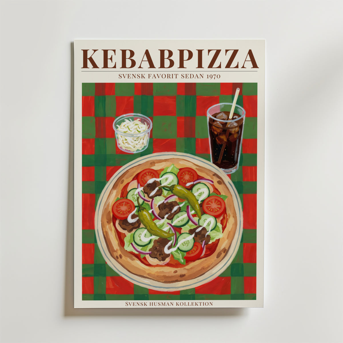 Kebabpizza – stilfullt konsttryck från Bozetto, tryckt på matt finpapper i hög tryckkvalitet