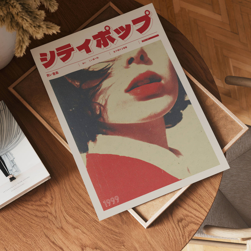 Tokyo Afterimage i väggmockup – konsttryck presenterat i verklig miljö av Bozetto