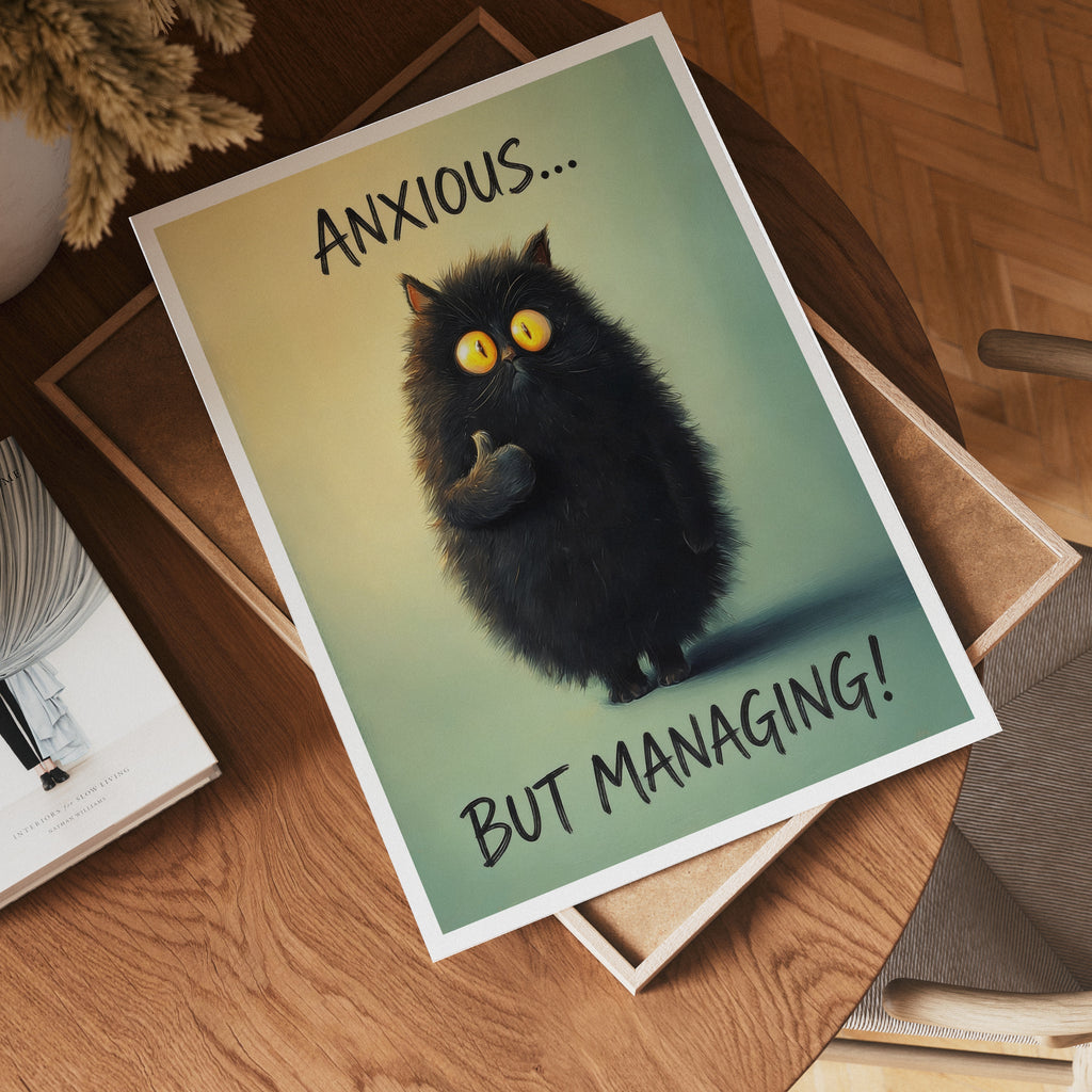 Anxious But Managing poster visad rakt fram – Bozetto affisch i hög tryckkvalitet