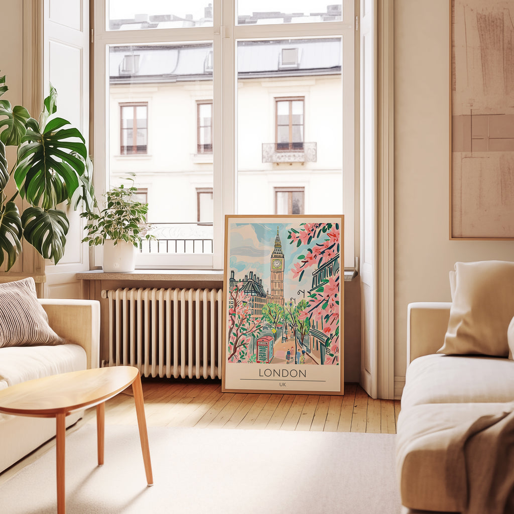 Väggmockup av Eiffel Tower View affisch på ljus vägg – Bozetto konsttryck – nr 3