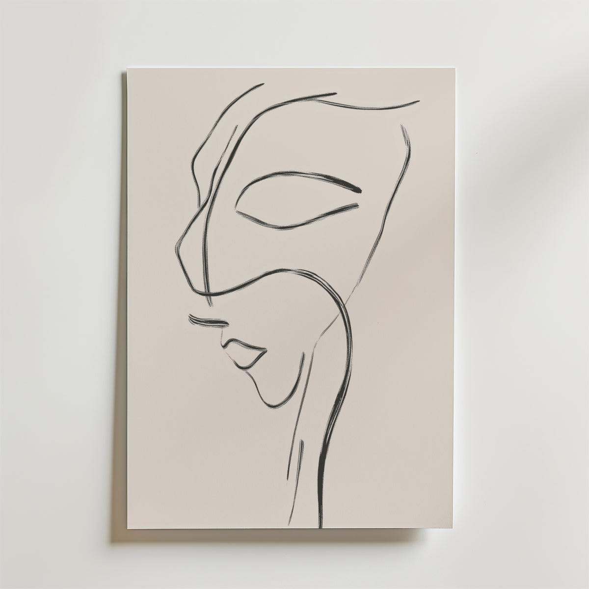 Elegant Line Art Face – stilfullt konsttryck från Bozetto, tryckt på matt finpapper