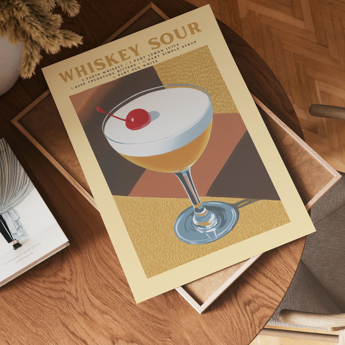 Whiskey Sour Cocktail poster visad rakt fram – Bozetto affisch i hög tryckkvalitet
