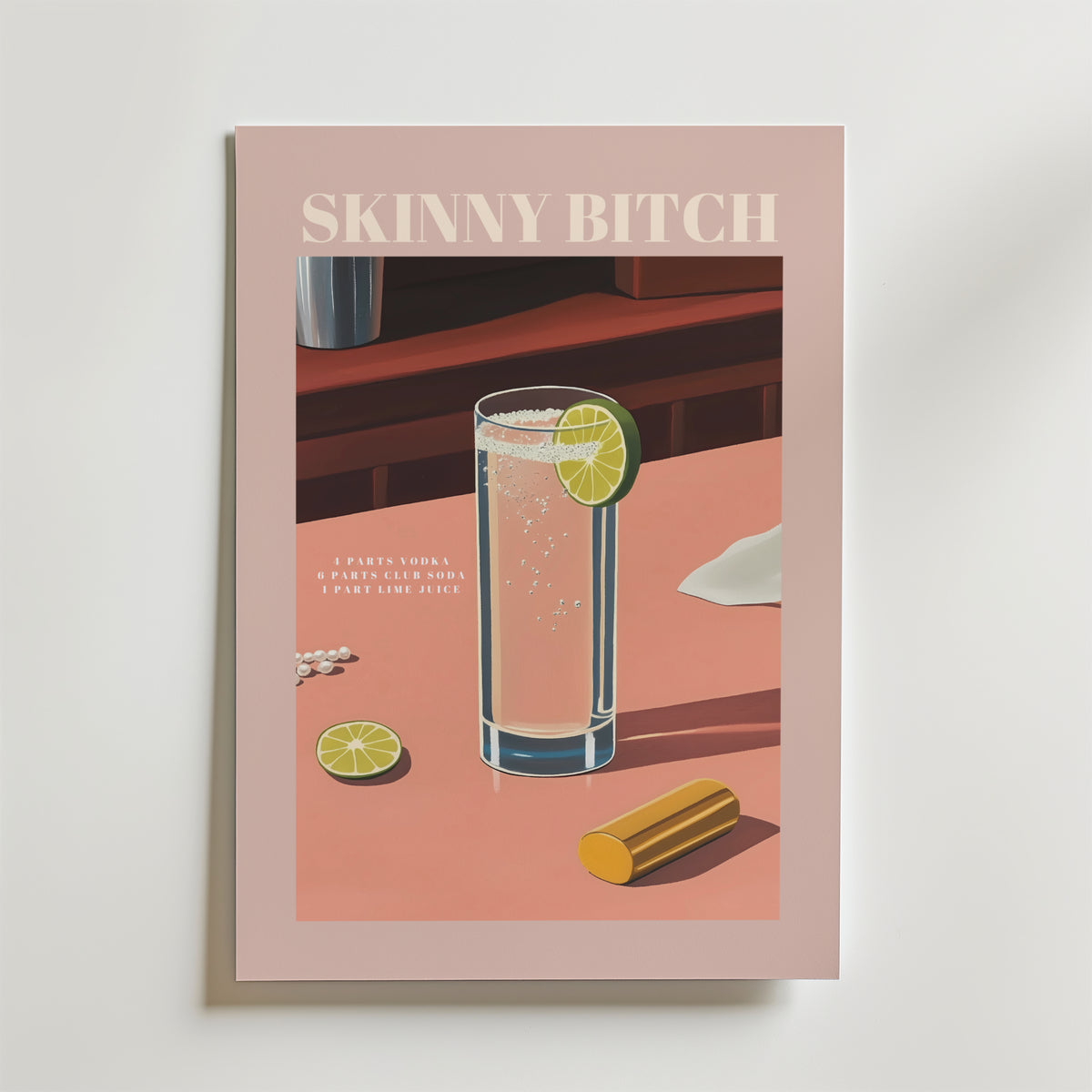 Skinny Bitch Cocktail – stilfullt konsttryck från Bozetto, tryckt på matt finpapper