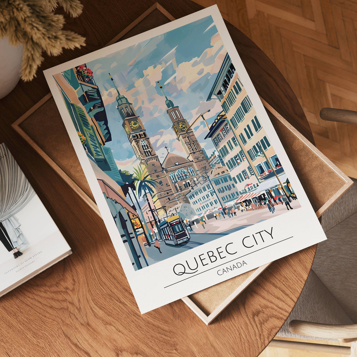 Quebec City Old Town Vista – affisch med stilfullt motiv från Bozetto i hög kvalitet