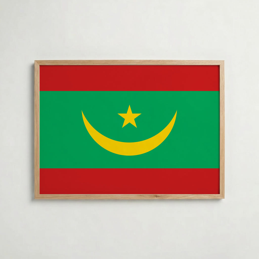 Mauritania National Flag Poster i ekram – inramad konsttryck för stilren inredning hos Bozetto
