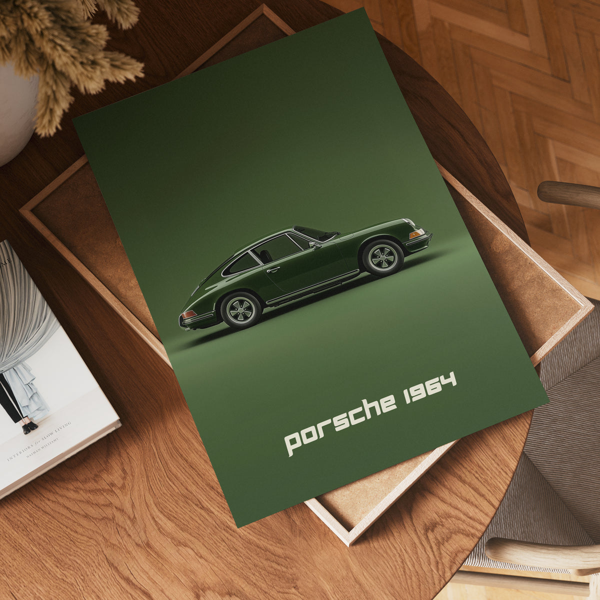 Retro Porsche poster visad rakt fram – Bozetto affisch i hög tryckkvalitet i hög tryckkvalitet