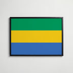 Gabon National Flag Poster i svart ram – stilren konsttryck som väggdekor från Bozetto