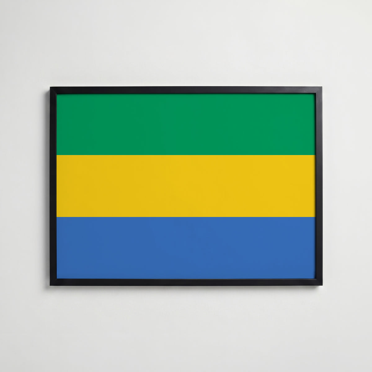 Gabon National Flag Poster i svart ram – stilren konsttryck som väggdekor från Bozetto