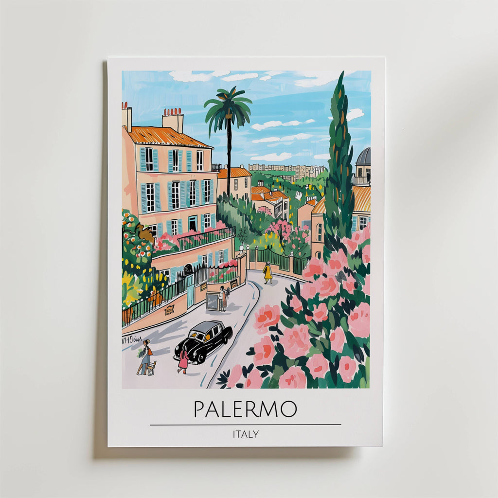 Palermo Italy – stilfullt konsttryck från Bozetto, tryckt på matt finpapper i hög tryckkvalitet
