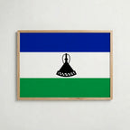 Lesotho National Flag Poster i ekram – inramad konsttryck för stilren inredning hos Bozetto