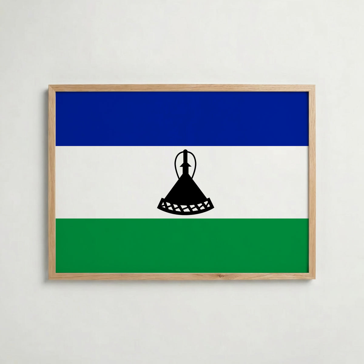 Lesotho National Flag Poster i ekram – inramad konsttryck för stilren inredning hos Bozetto