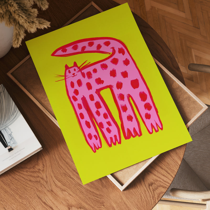 Playful Pink Cat Poster