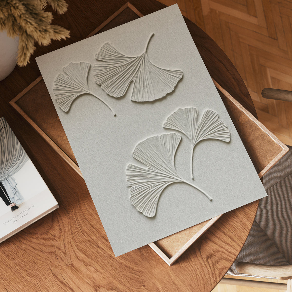 Ginkgo Leaf Textured poster visad rakt fram – Bozetto affisch i hög tryckkvalitet