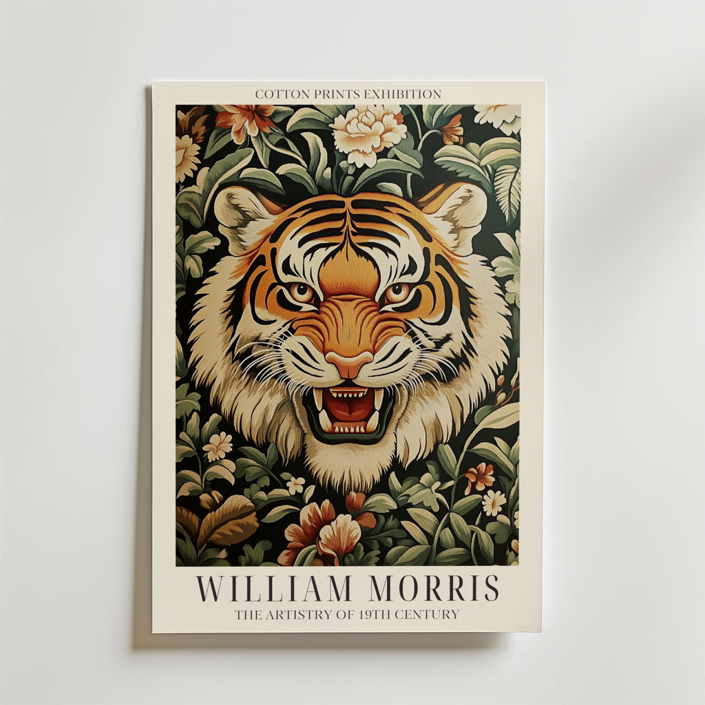 Tiger Bloom William Morris – stilfullt konsttryck från Bozetto, tryckt på matt finpapper