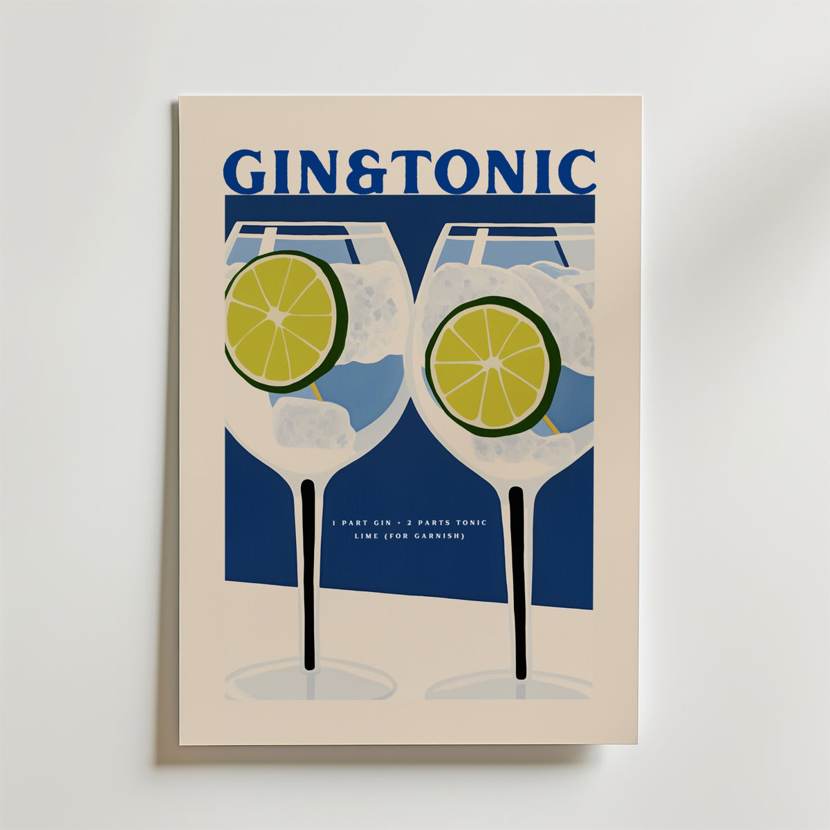 Gin & Tonic Cocktail – stilfullt konsttryck från Bozetto, tryckt på matt finpapper