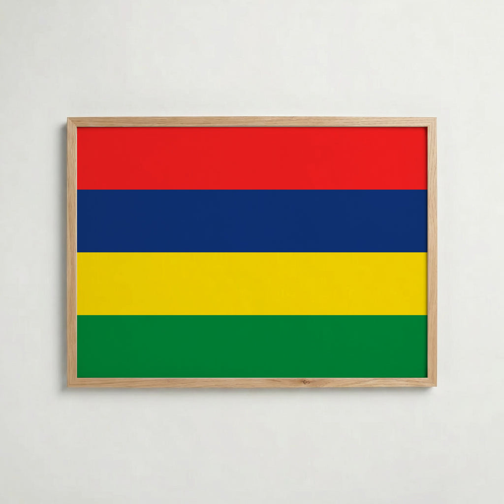 Mauritius National Flag Poster i ekram – inramad konsttryck för stilren inredning hos Bozetto