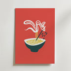 Steamy Ramen Bowl – stilfullt konsttryck från Bozetto, tryckt på matt finpapper i hög tryckkvalitet