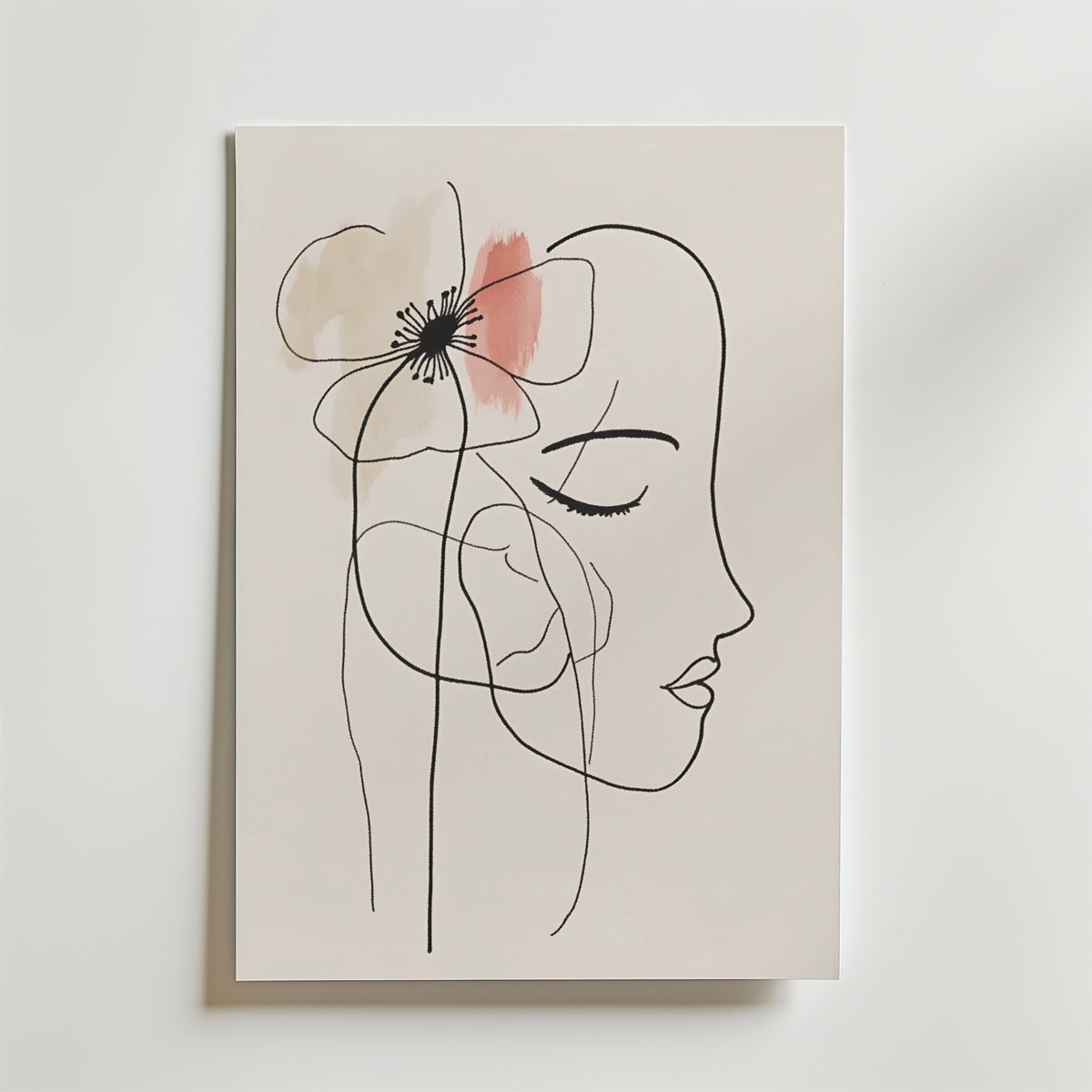 Floral Line Art Woman – stilfullt konsttryck från Bozetto, tryckt på matt finpapper