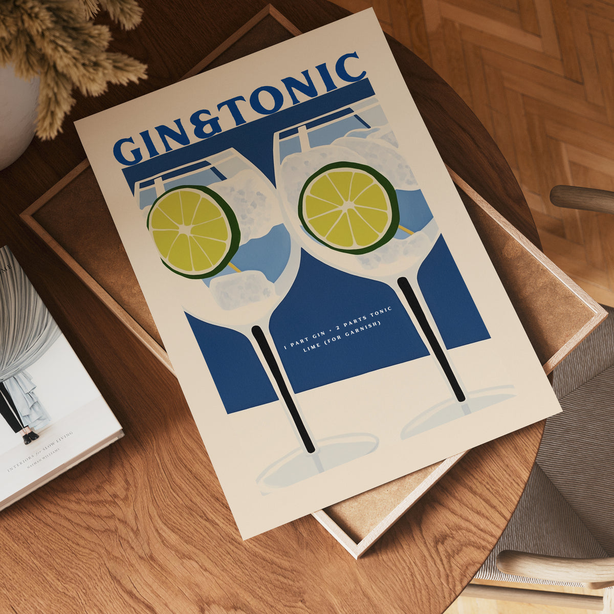 Gin & Tonic Cocktail poster visad rakt fram – Bozetto affisch i hög tryckkvalitet