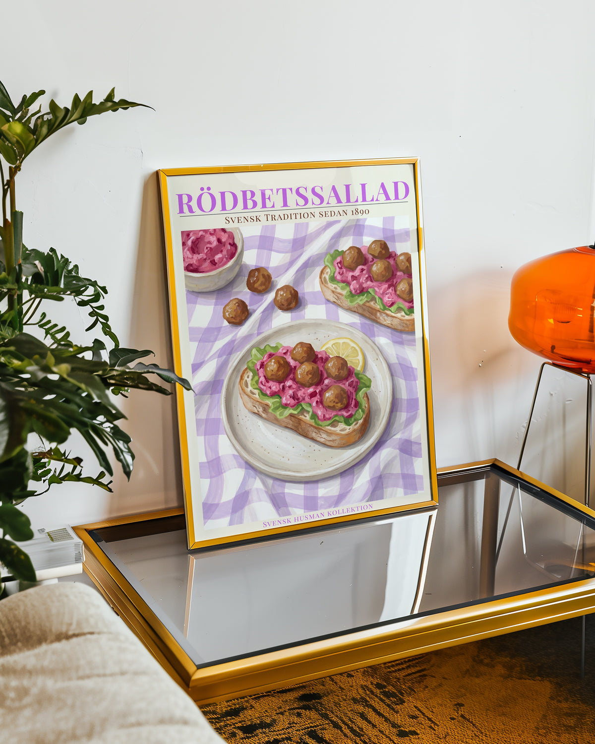 Rödbetssallad affisch i minimalistiskt sovrum – köp enkelt hos Bozetto i hög kvalitet