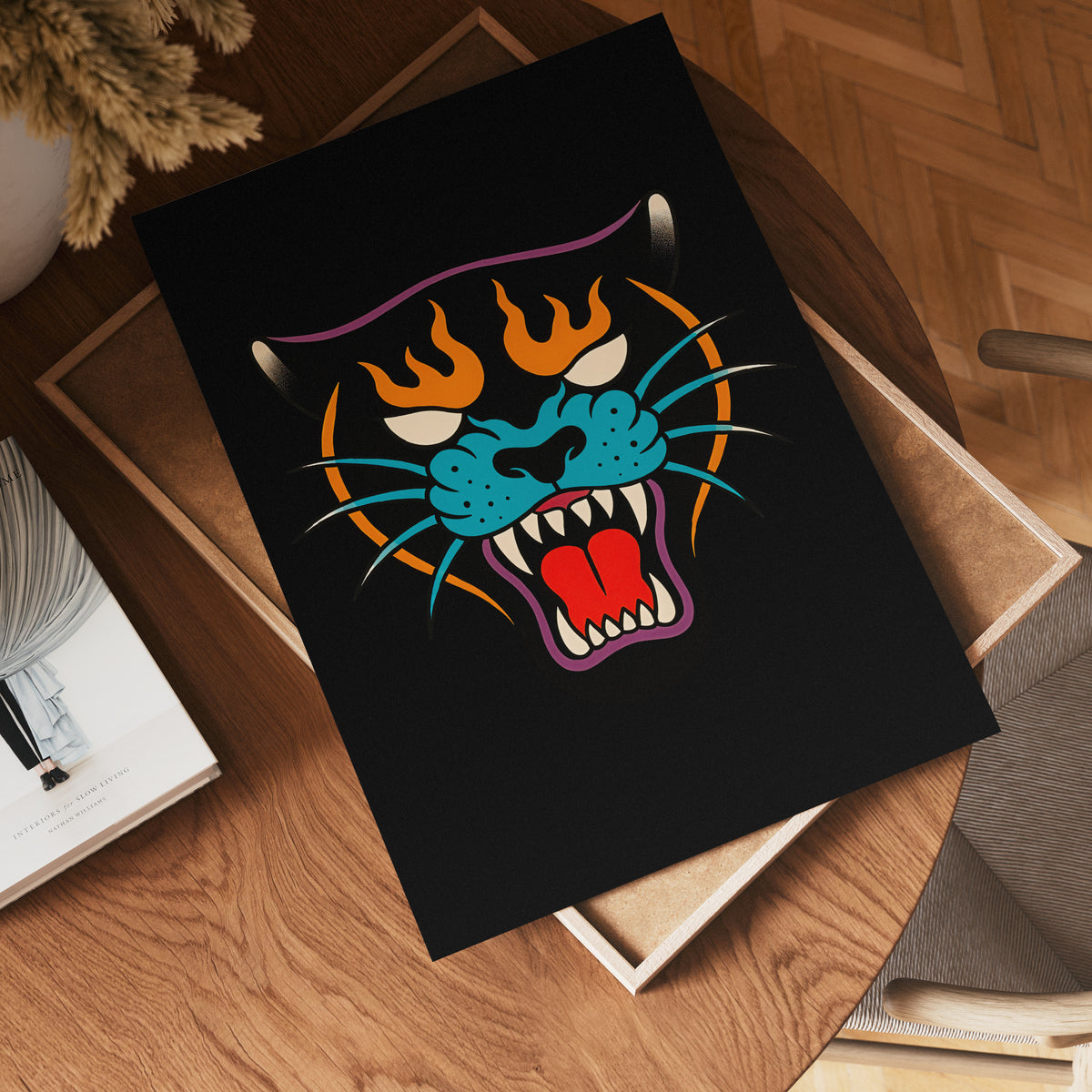 Flaming Panther – affisch med snyggt motiv, köp enkelt hos Bozetto i flera storlekar