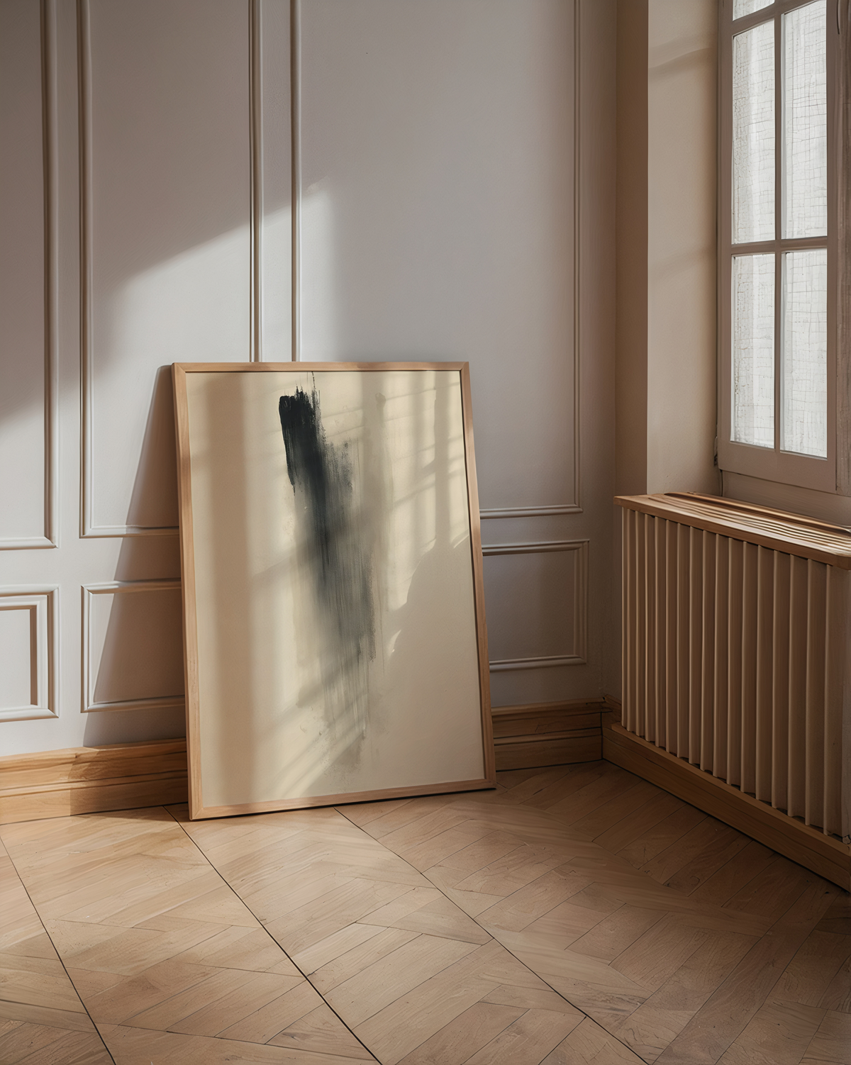 Väggmockup av Vertical Fade affisch på ljus tegelvägg – Bozetto konsttryck i hög tryckkvalitet