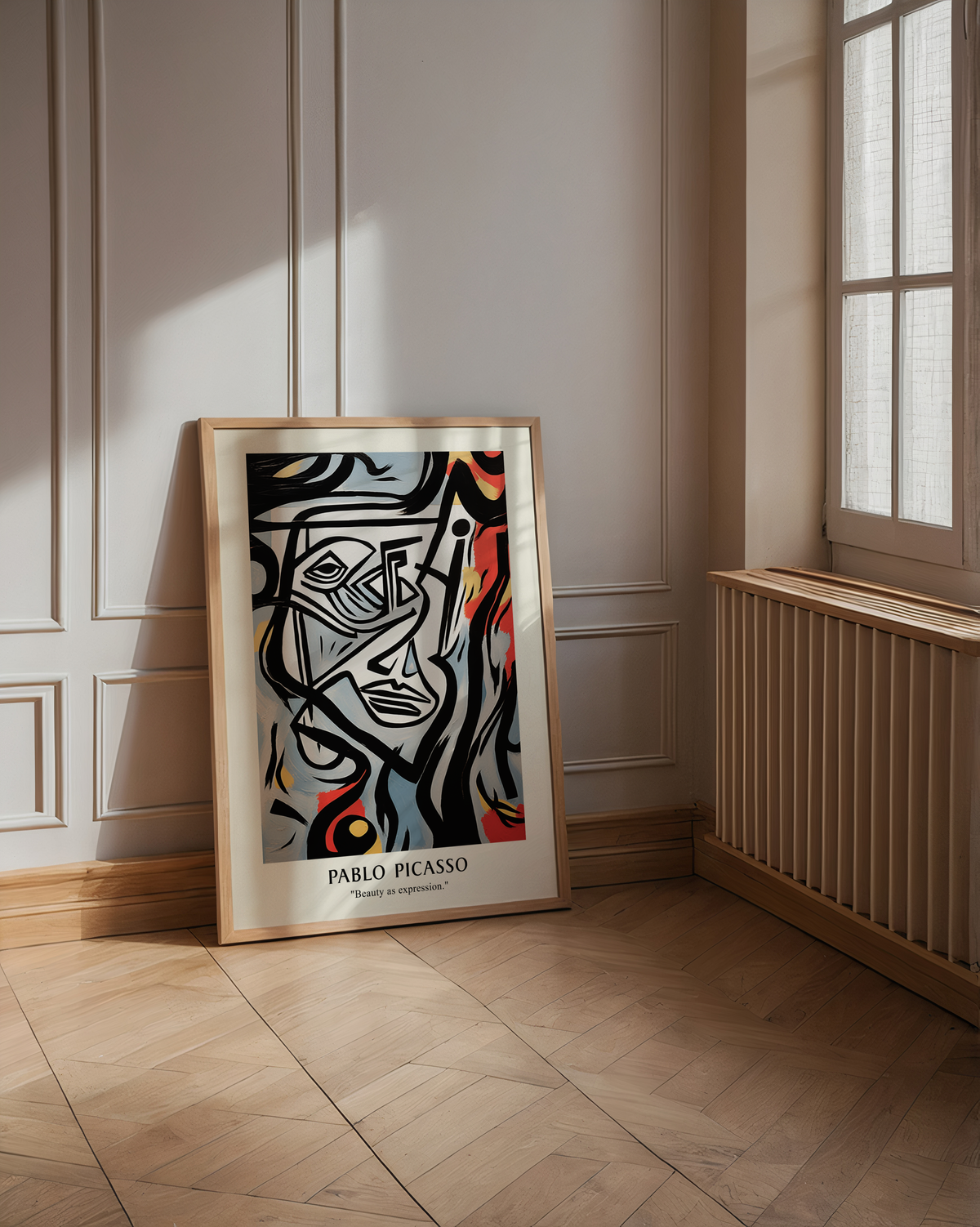 Mockup av Picasso Layers Of Emotion affisch på vägg – köp enkelt hos Bozetto i hög kvalitet