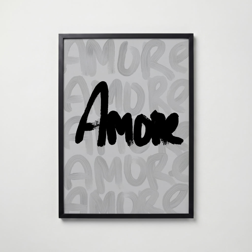 Amore Brushstroke Poster – svart ram