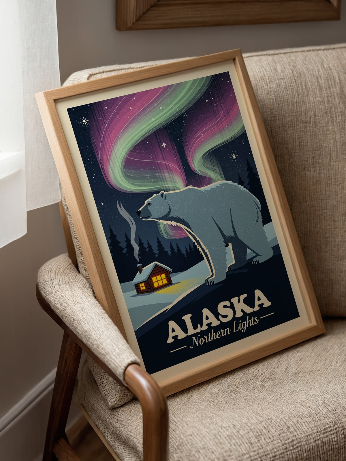 Arctic Aurora Poster med valnötsram