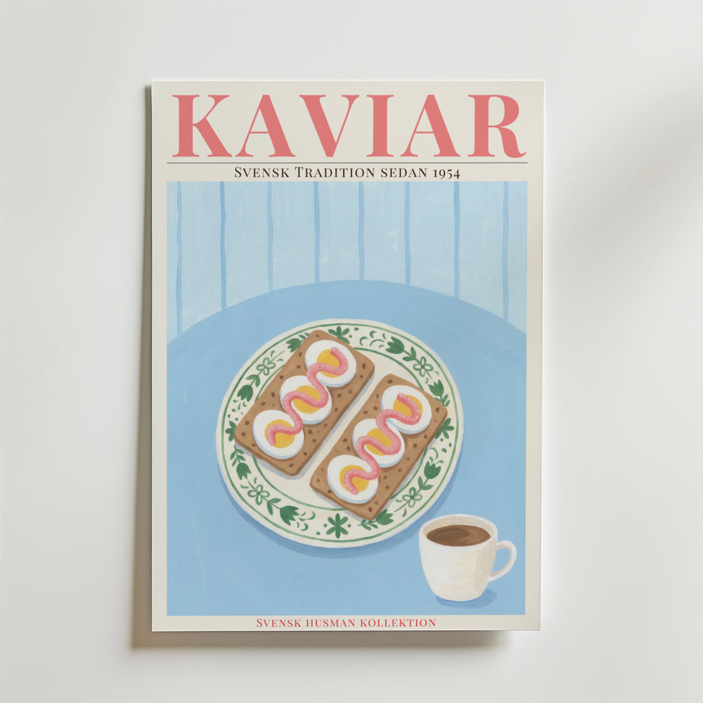 Kaviar Knäckebröd och Ägg – stilfullt konsttryck från Bozetto, tryckt på matt finpapper