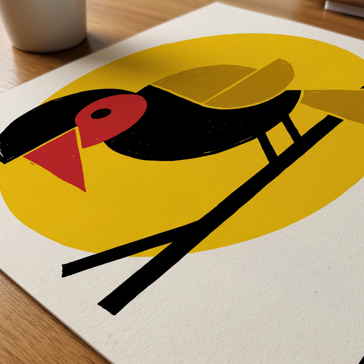 Bauhaus Bird Poster – närbild på papper