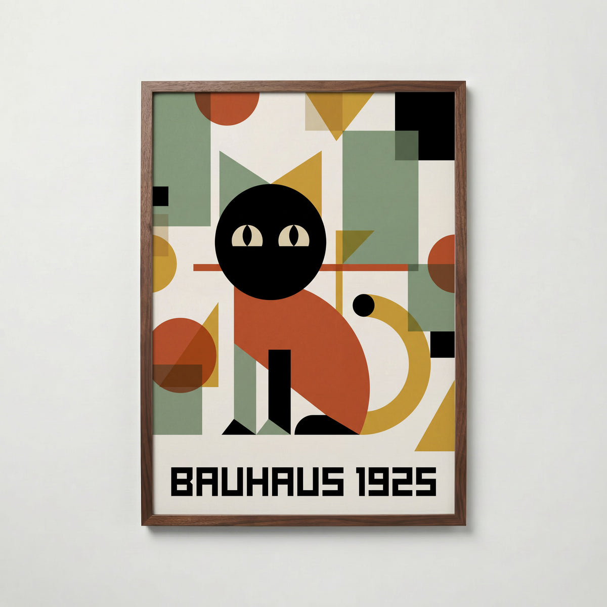 Bauhaus Cat Poster – valnötsram