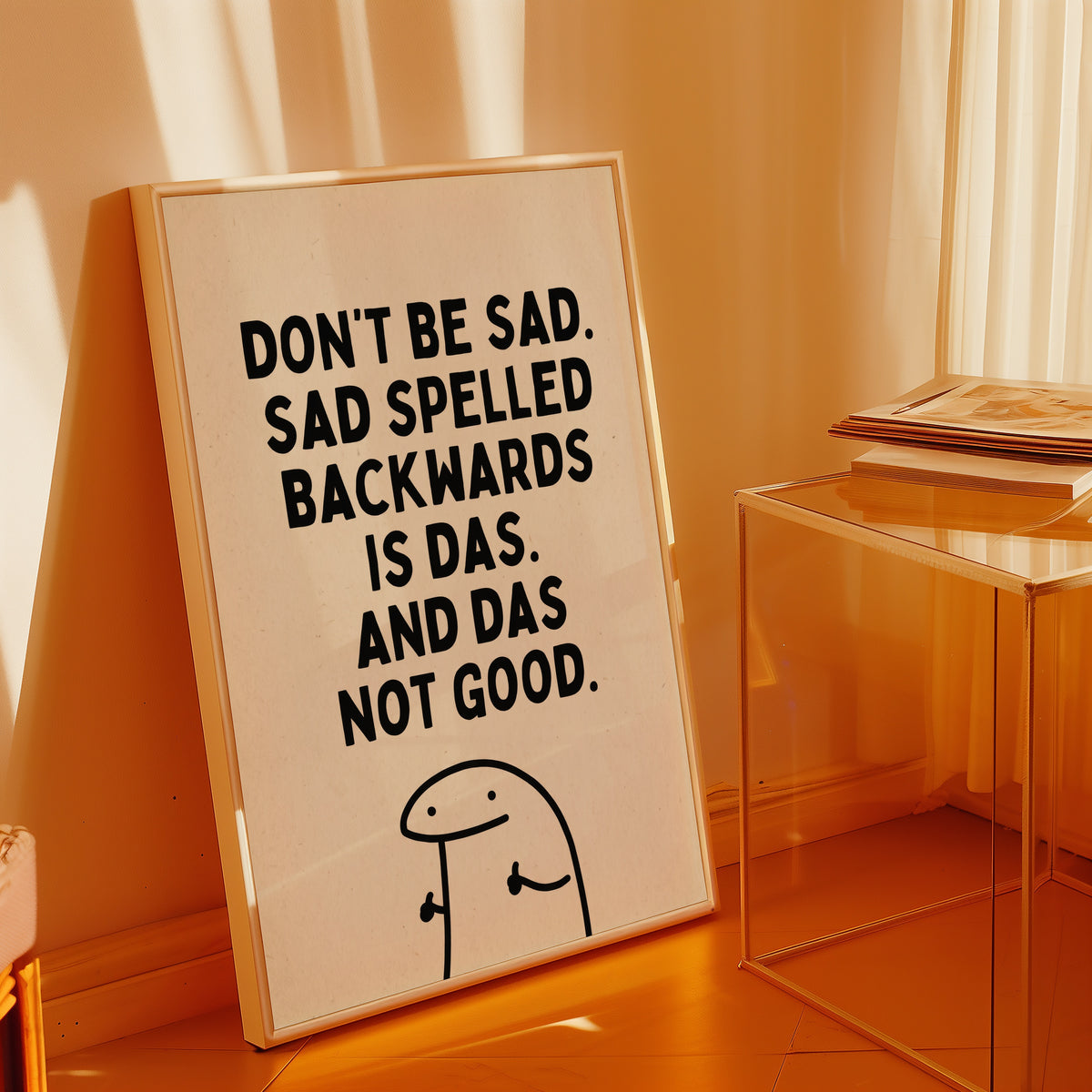 Das Not Good affisch i minimalistiskt sovrum – köp enkelt hos Bozetto i hög kvalitet