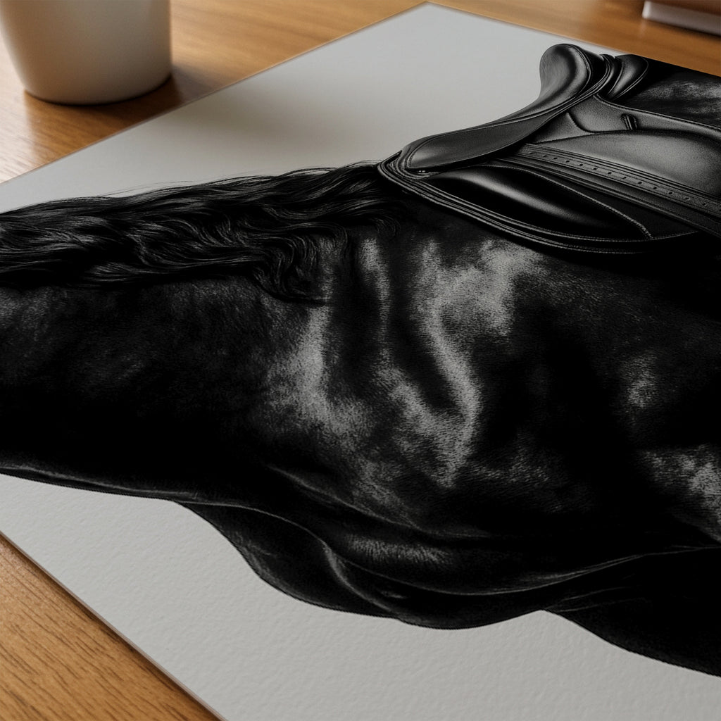 Black Stallion Saddle Poster – närbild på papper