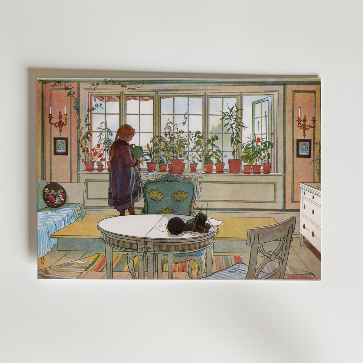 Carl Larsson Blomsterfönstret – stilfullt konsttryck från Bozetto, tryckt på matt finpapper