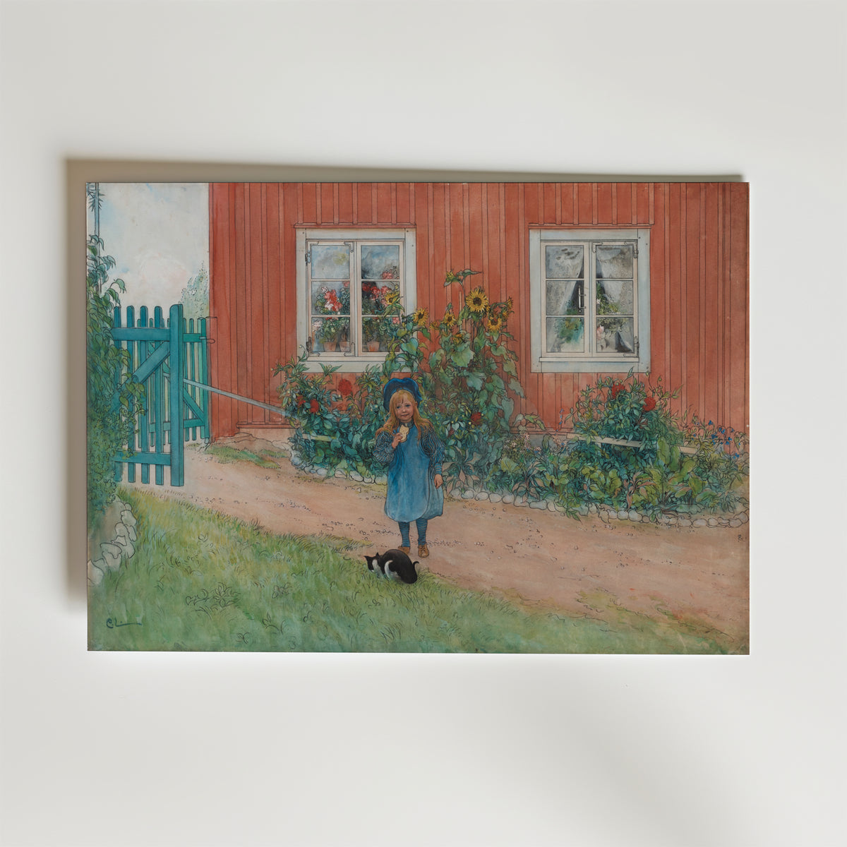Carl Larsson Brita, en katt och affisch på neutral bakgrund – poster från Bozetto
