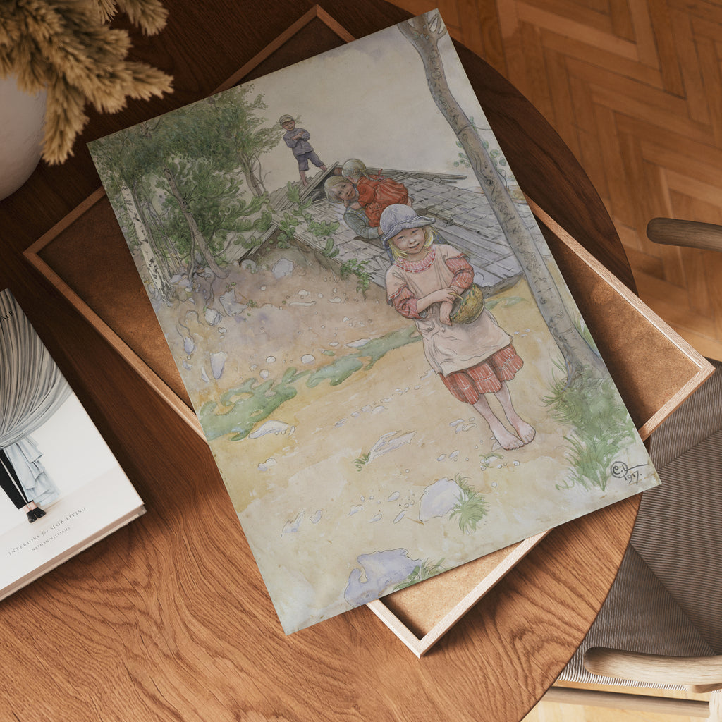 Carl Larsson By the Cellar – affisch med stilfullt motiv från Bozetto i hög kvalitet