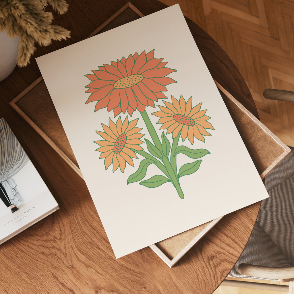 Sunburst Blooms poster visad rakt fram – Bozetto affisch i hög tryckkvalitet i hög tryckkvalitet