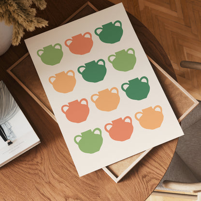 Retro Tea Cup Grid Poster