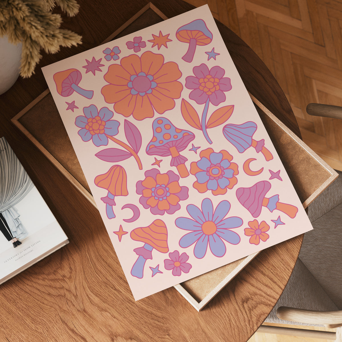 Pink Psychedelic Flowers – affisch med stilfullt motiv från Bozetto i hög kvalitet