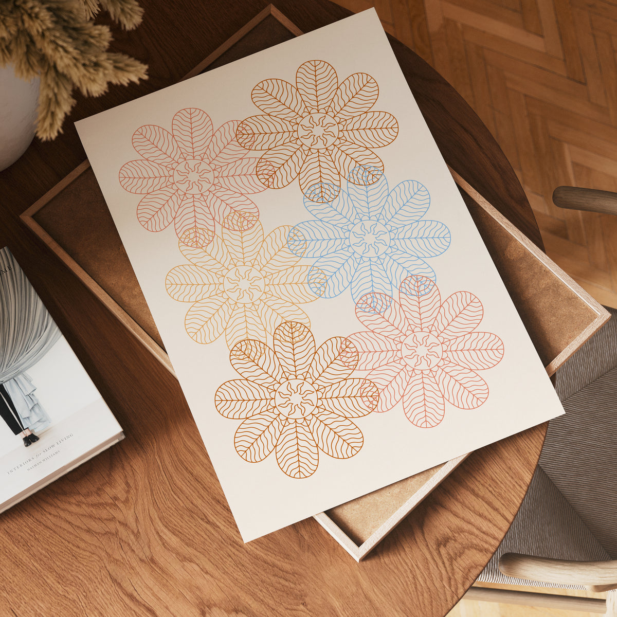 Pastel Flower Geometry – affisch med stilfullt motiv från Bozetto i hög kvalitet